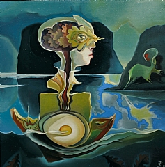 Byste med egg, 85 x 85 cm