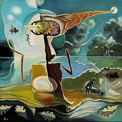 Byste med innsekt, 85x85 cm